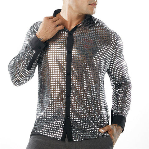 Polka Dot Scale Long Sleeve Shirt For Men