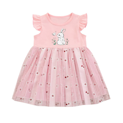 European And American Easter Little Girls Cartoon Rabbit Princess Dress