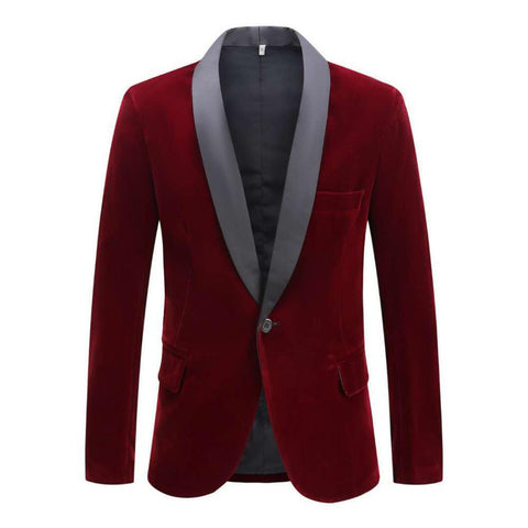 European And American Men's Velvet Wine Red Sapphire Blue Black Suit Jacket Host Wedding Gentleman Suit Banquet Dress