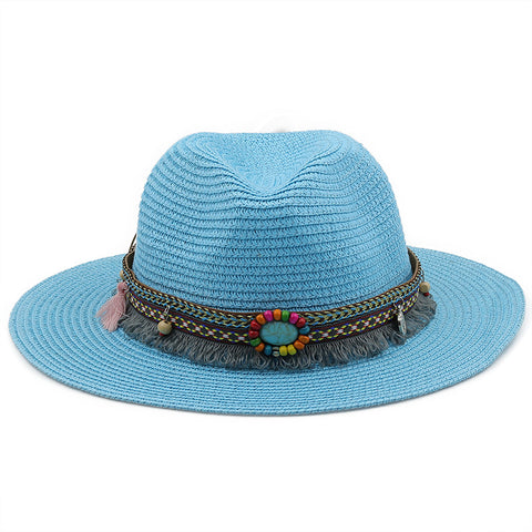 Outdoor Folk Style Decorative Straw Hat Summer Sunshade Sun Straw Hat British Gentleman Billycock