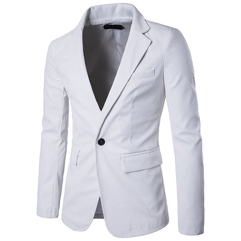 PU Leather Men's Single Row One Button Small Suit