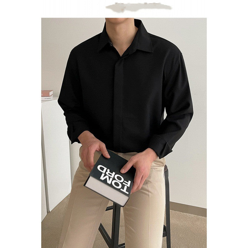 Men's White Shirt Autumn New Black Shirt