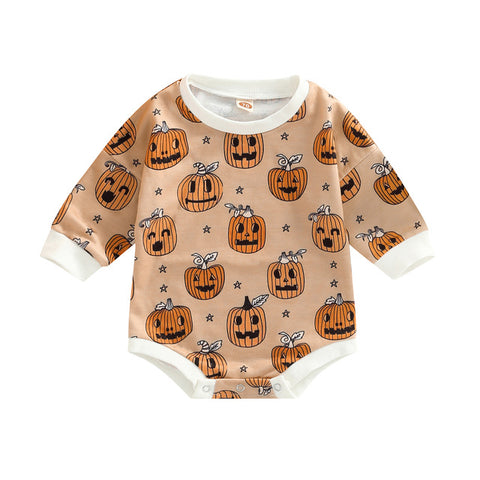 Baby Halloween Pumpkin Print Romper