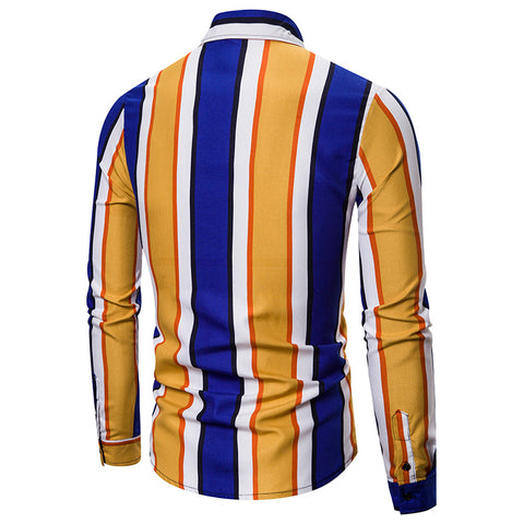 New British Slim-fit Fashion Beach Vacation Striped Long-sleeved Shirt