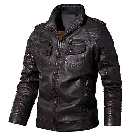 Men's winter casual fleece motorcycle jacket