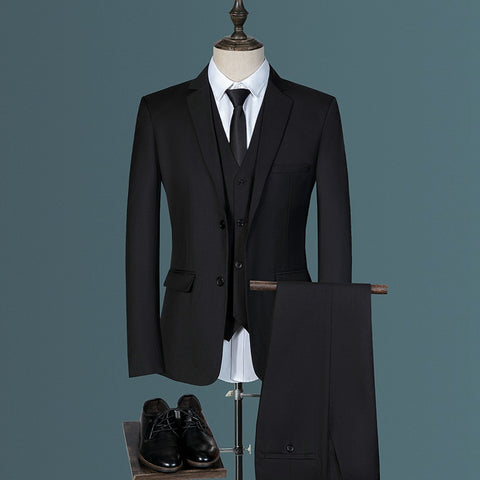 Men's Three Piece Korean Style Slim Casual Suit