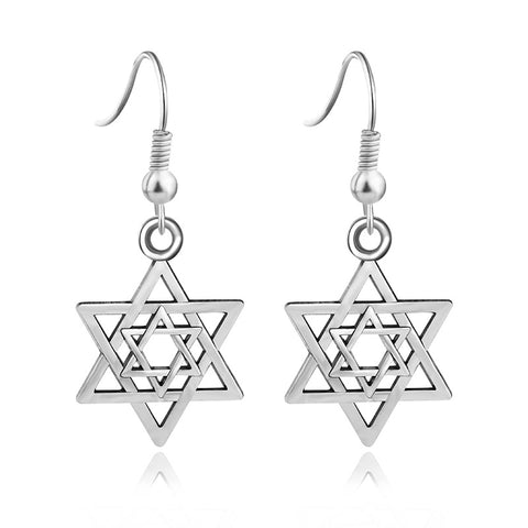 Simple Alloy Plating Hollow Six-pointed Star Earrings Temperament Wild