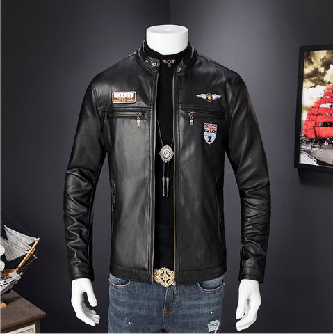 New trendy handsome locomotive PU leather coat