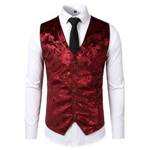 Gold Steampunk Vest Men Suit Gilet Homme Wedding Sleeveless