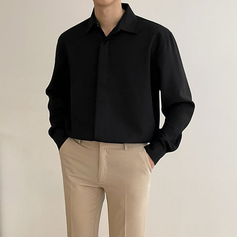 Men's White Shirt Autumn New Black Shirt