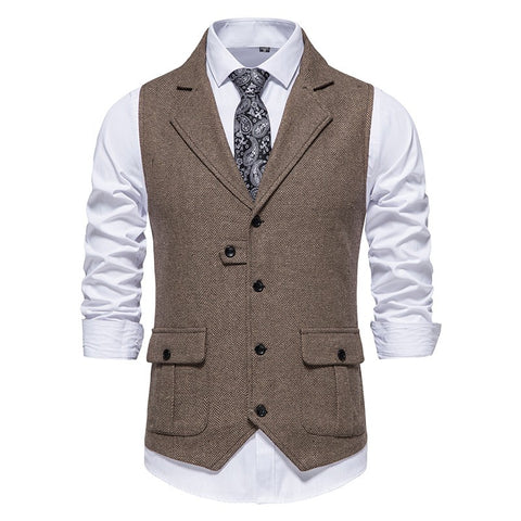 European Single Breasted Retro Vest Men