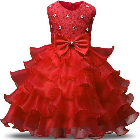 Girls' sleeveless pompous princess dress children's wedding dress performance dress