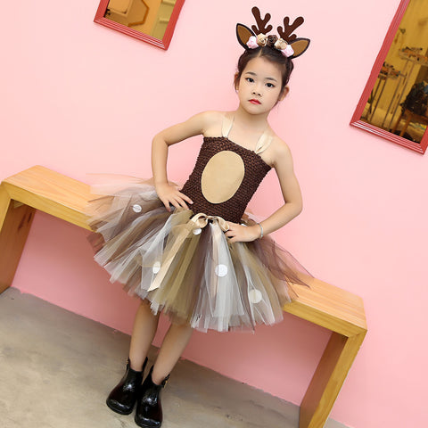 Cartoon Fawn Photography Costume Christmas Elk Dress