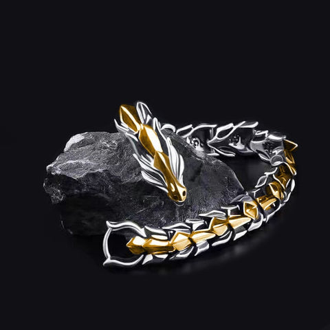 Alloy Retro Dragon Lin Pattern Men's Bracelet