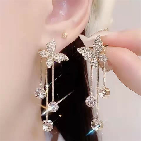 Diamond-encrusted Butterfly Stud Earrings