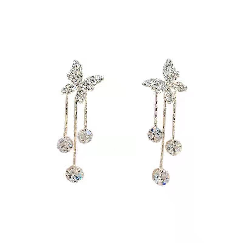 Diamond-encrusted Butterfly Stud Earrings