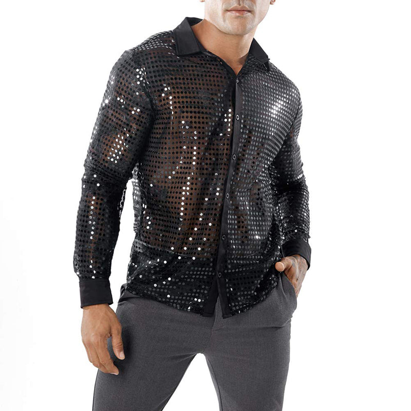 Polka Dot Scale Long Sleeve Shirt For Men