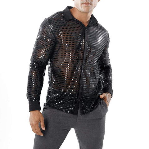 Polka Dot Scale Long Sleeve Shirt For Men