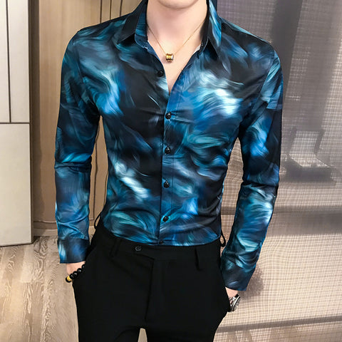 Shirt Style Male Hair Stylist Camouflage Casual Cardigan Trend