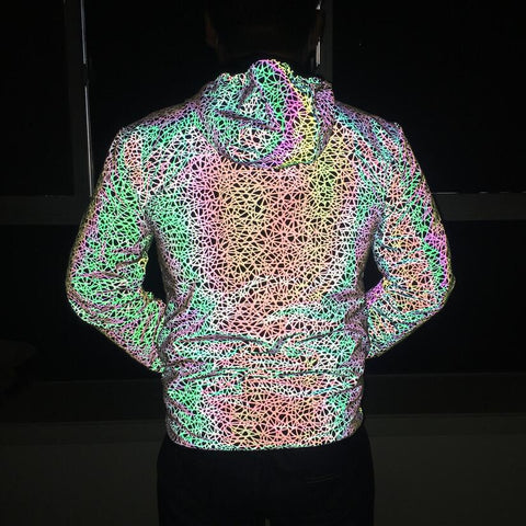 Reflective jacket with colorful bird nest pattern