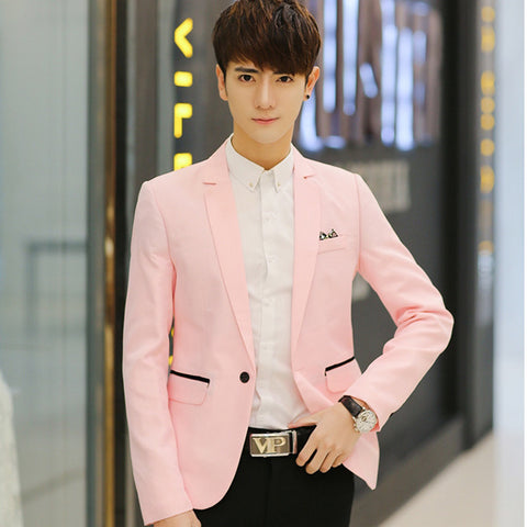 Men's casual single row one button suit trendy