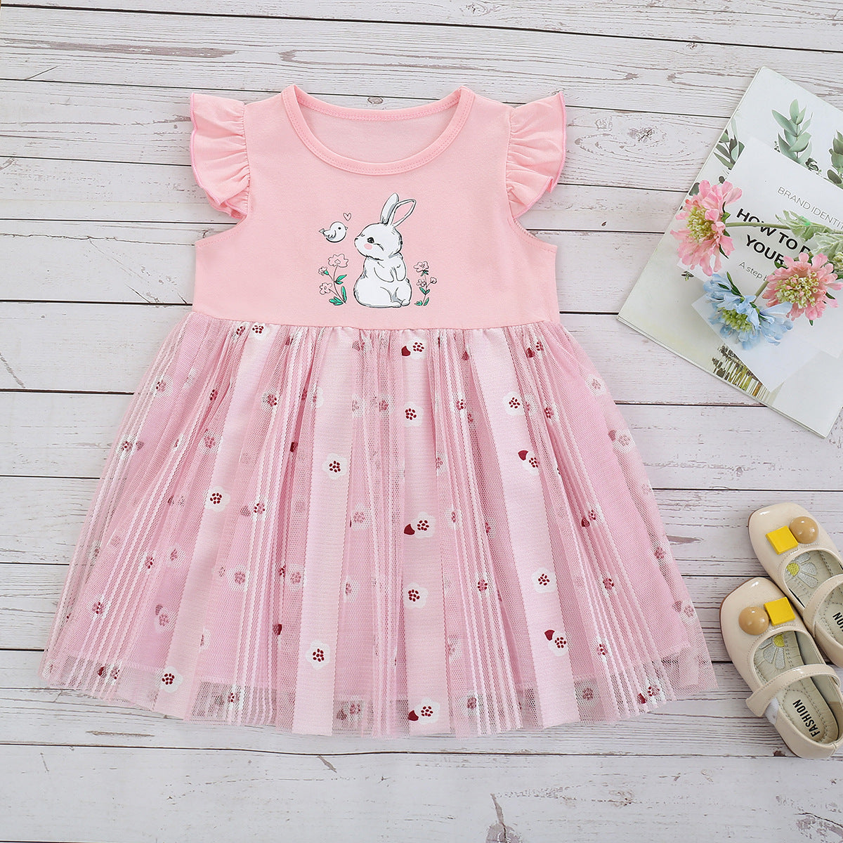 European And American Easter Little Girls Cartoon Rabbit Princess Dress