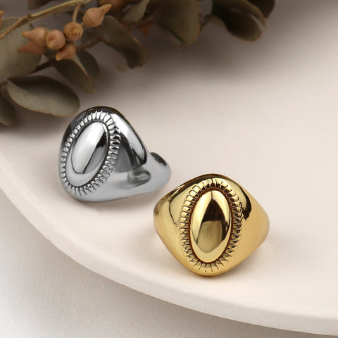 Fashion Golden Ring Elegant Oval Women's Adjustable