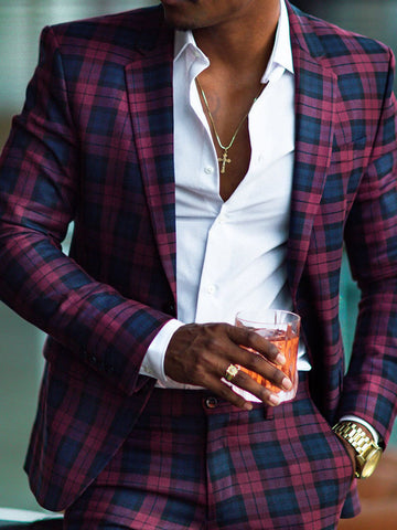 Fashion Plaid Single Breasted Suit Jacket