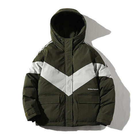 Color block hooded cotton jacket