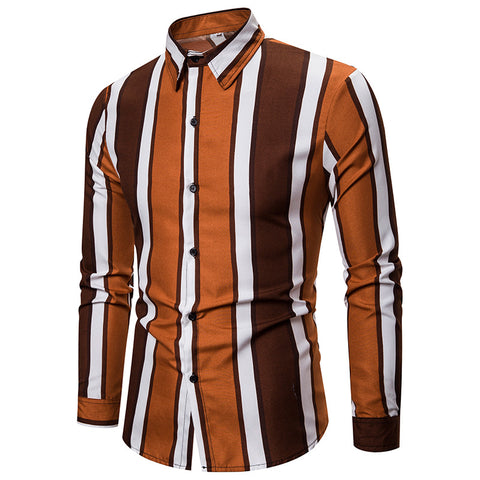 New British Slim-fit Fashion Beach Vacation Striped Long-sleeved Shirt