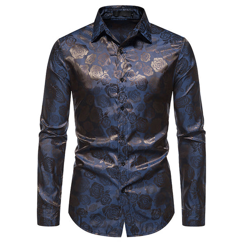 New Men's Long-sleeved Fashion Button Shirt