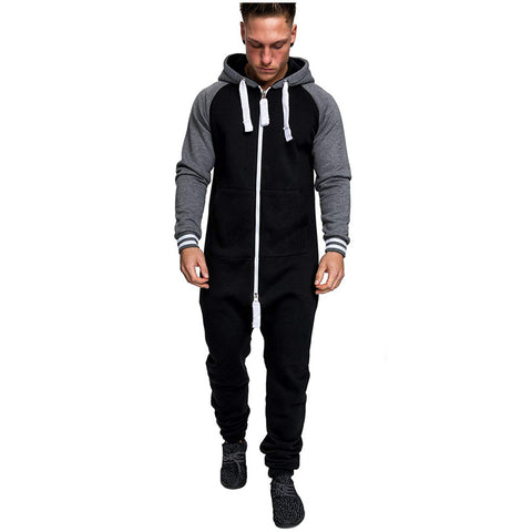 New men's hooded and velvet one-piece