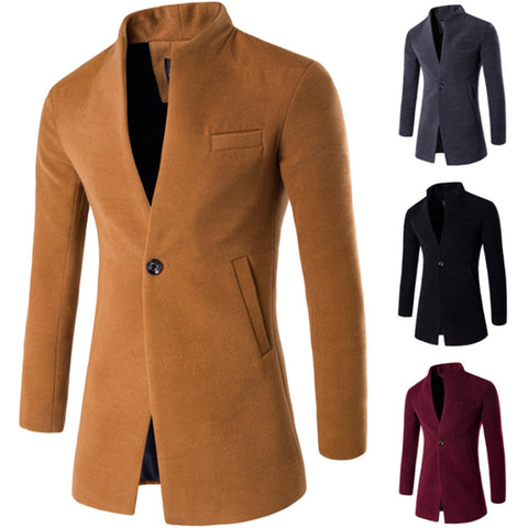 Mid-length solid color slim trench coat