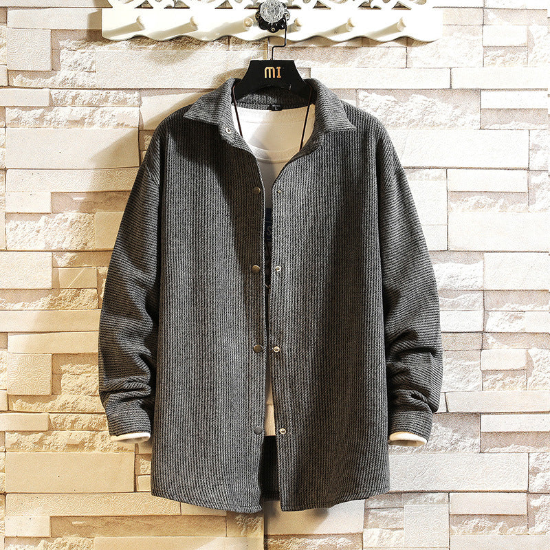 Loose Simple Casual Long-sleeved Shirt Hong Kong Style