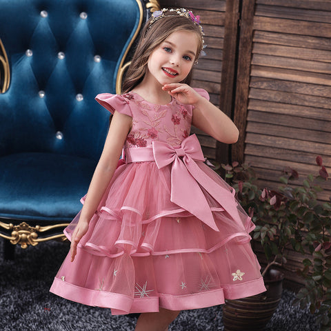 Children's Sequin Embroidered Evening Dresses Girls Princess