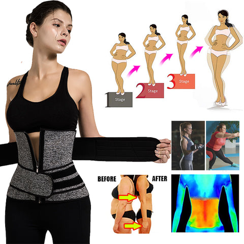 Tummy Sweat Shapewear Bodysuits Women Waist Trainer Slimming 2-3 Belts Workout Shaper Corset