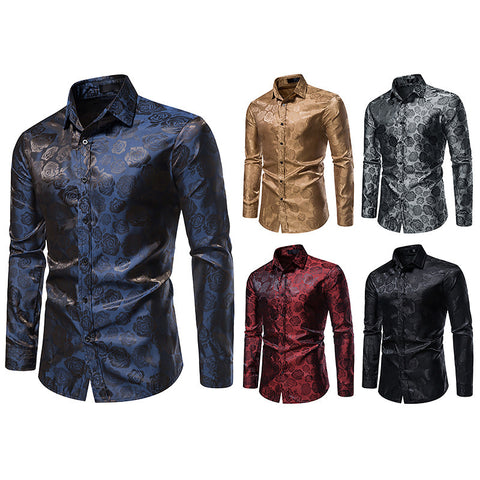 New Men's Long-sleeved Fashion Button Shirt