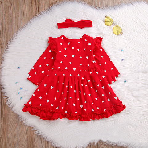 Girls Fashion Hot Red Peach Heart Dress