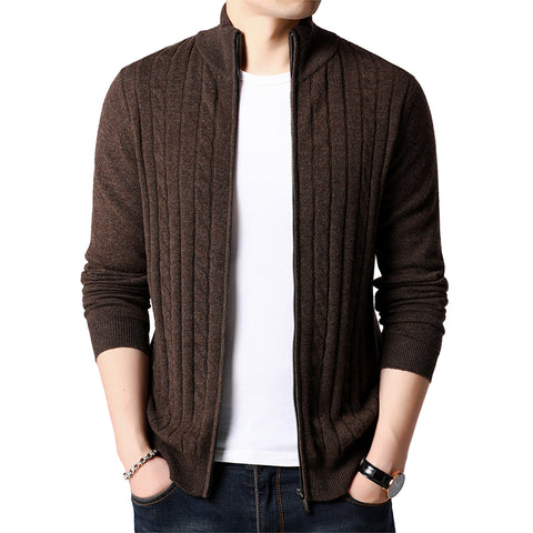 Cashmere Sweater Cardigan Solid Color Twisted Zipper Half Turtleneck Sweater Coat