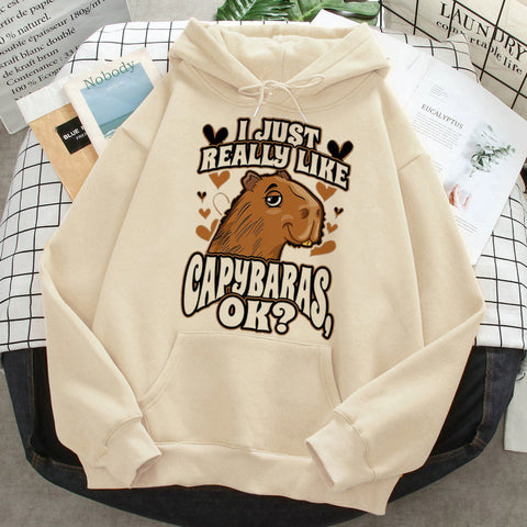 Capybara Hoodies Female Korean Hip Hop Anime Harajuku Women H