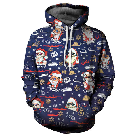 3D Printed Santa Claus Hoodie Men