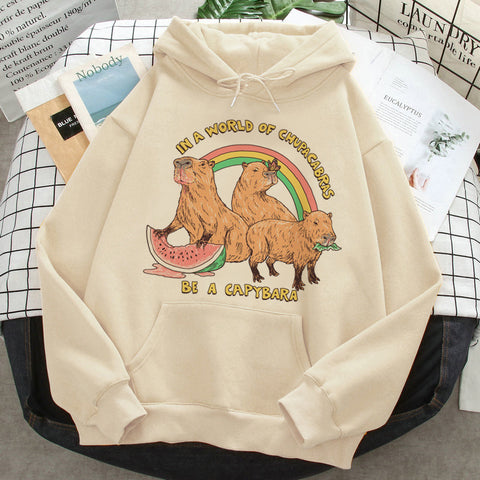 Capybara Hoodies Female Korean Hip Hop Anime Harajuku Women H