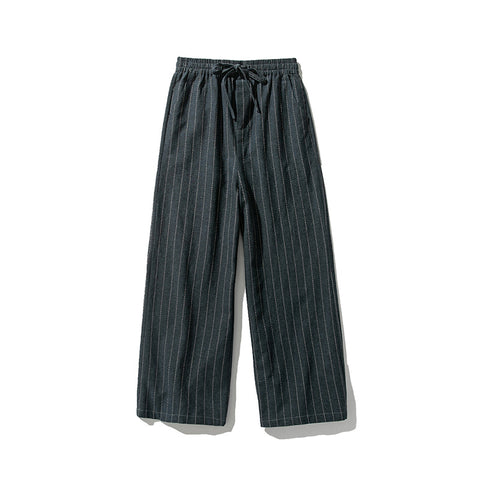 Straight-leg Pants Linen Striped Pants Harem Wide-leg Pants Casual Cotton Linen Pants Men