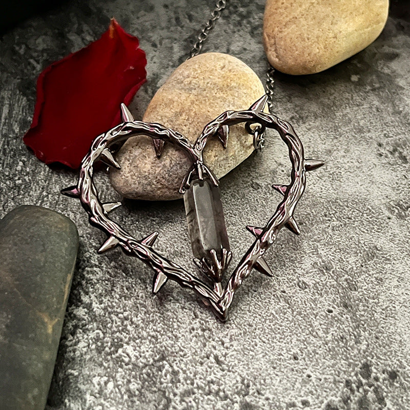 Dark Witch Heart Barbed Pendant Vintage Thorn Heart Necklace