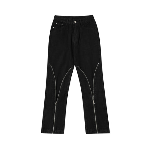 American High Street Hip Hop Personality Jeans Men's Zipper Retro Trousers