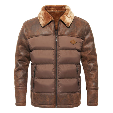 Autumn And Winter Men's Lapel Fur Integrated Fashionable Jacket