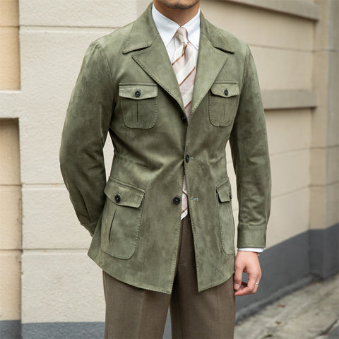 Suede Safari Jacket With Slim Fit