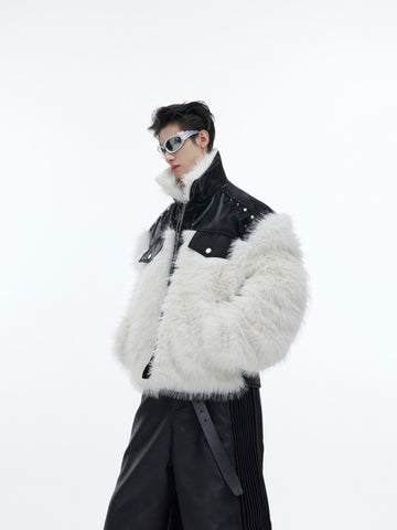 Spliced Anti Mink Fur Fur Coat