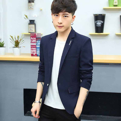 Fashion Slim Plaid Suit Men's Jacket