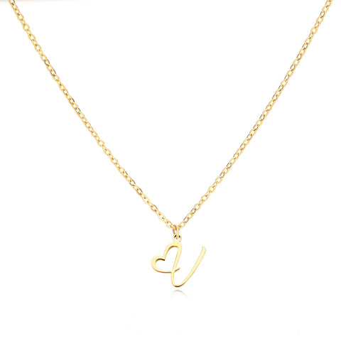 26 Letters Stainless Steel Necklace Female Creative Simple Love Letter Pendant Clavicle Chain